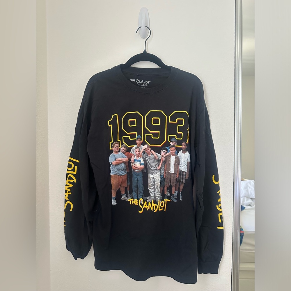 NWOT The Sandlot Black Long Sleeve Crew Neck T-Shirt Baseball